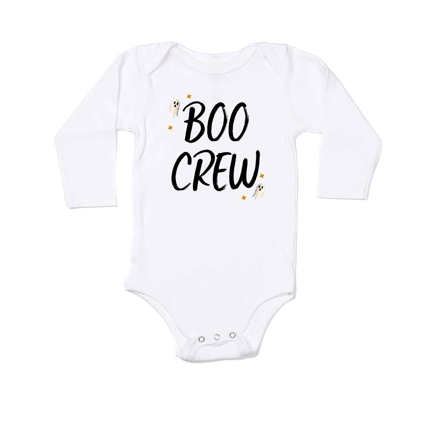 BOO CREW (Black) - Bodysuit (White, Long Sleeve)