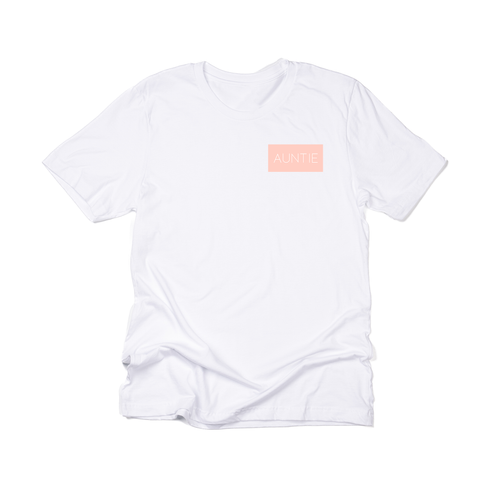 Auntie (Boxed Collection, Pocket, Ballerina Pink Box/White Text) - Tee (White)
