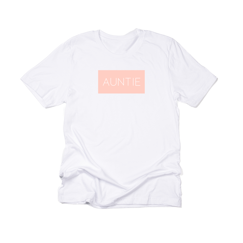 Auntie (Boxed Collection, Ballerina Pink Box/White Text, Across Front) - Tee (White)