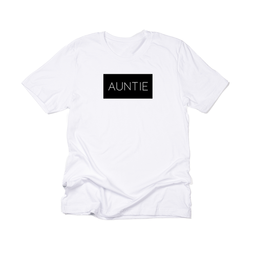 Auntie (Boxed Collection, Black Box/White Text, Across Front) - Tee (White)
