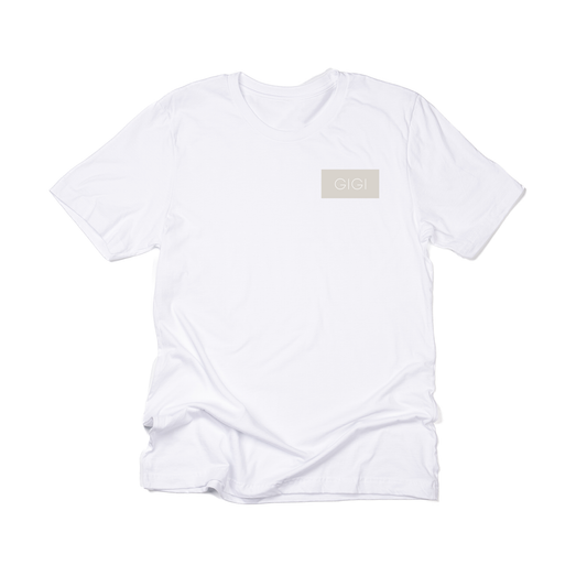 Gigi (Boxed Collection, Pocket, Stone Box/White Text) - Tee (White)