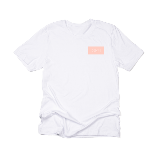 Gigi (Boxed Collection, Pocket, Ballerina Pink Box/White Text) - Tee (White)