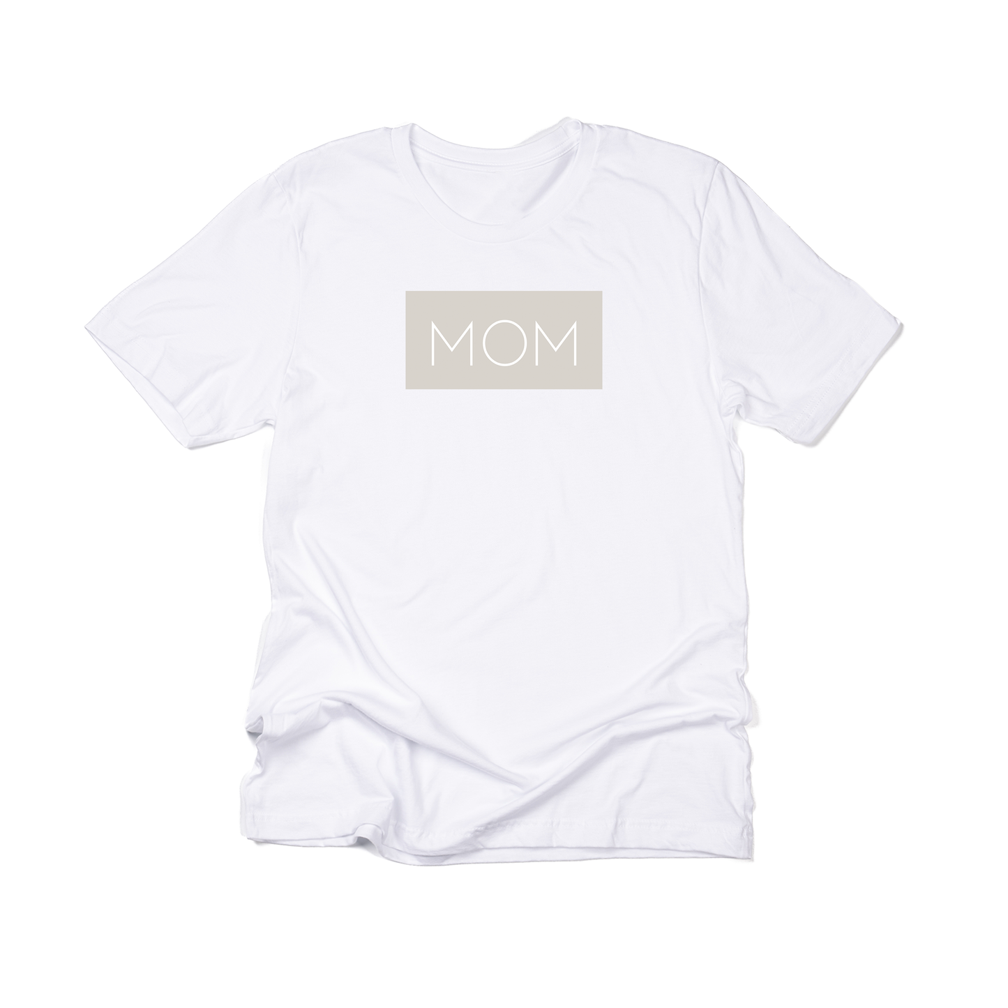 Mom (Boxed Collection, Stone Box/White Text, Across Front) - Tee (White)