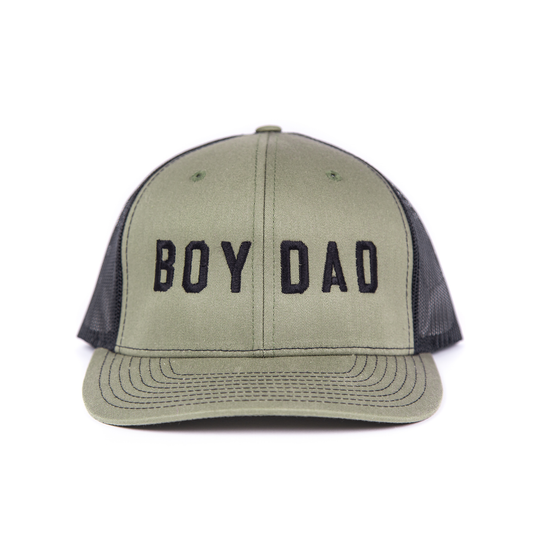Boy Dad® (Black) - Trucker Hat (Olive/Black)