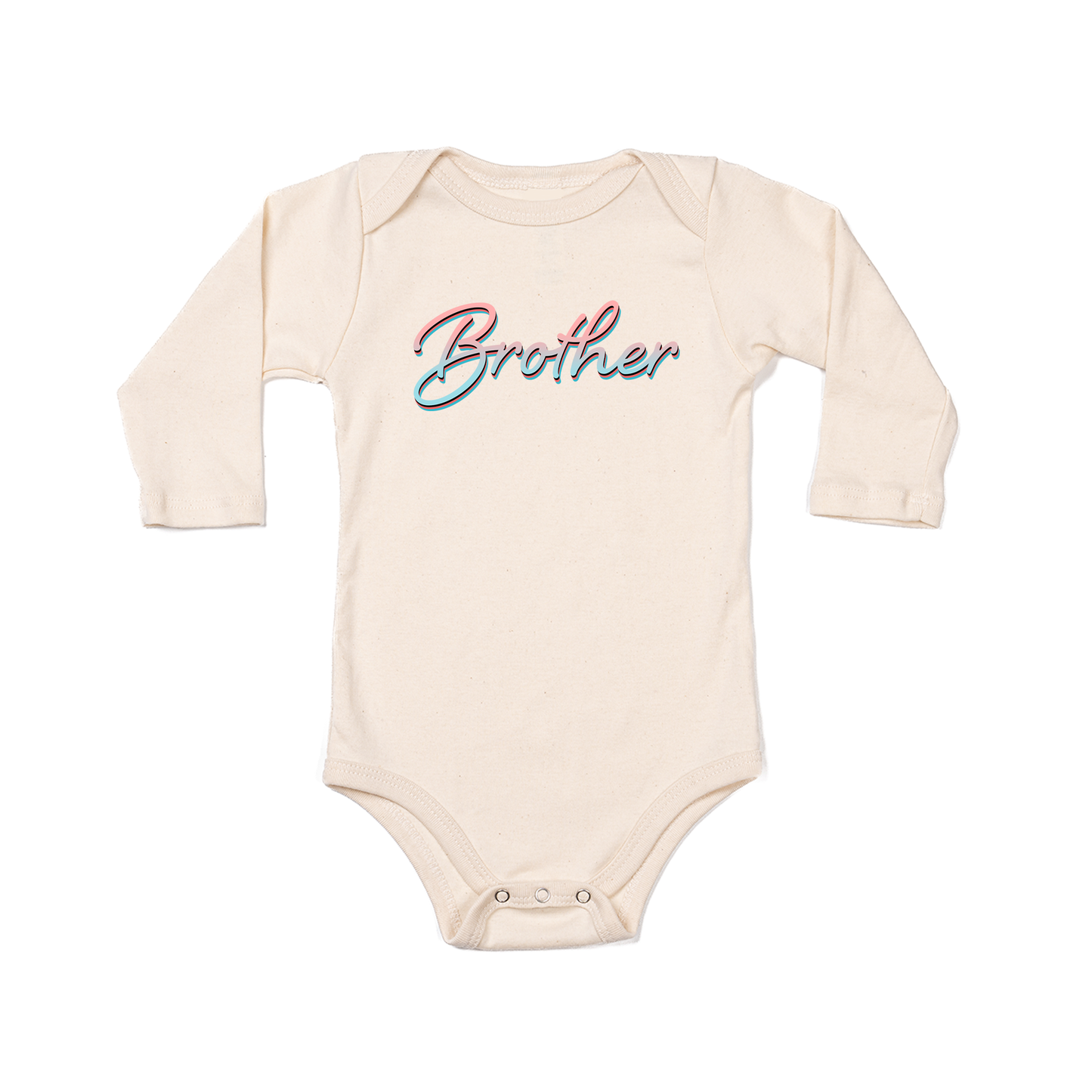 Brother (90's Inspired, Pink/Blue) - Bodysuit (Natural, Long Sleeve)