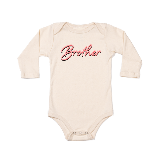 Brother (90's Inspired, Pink) - Bodysuit (Natural, Long Sleeve)