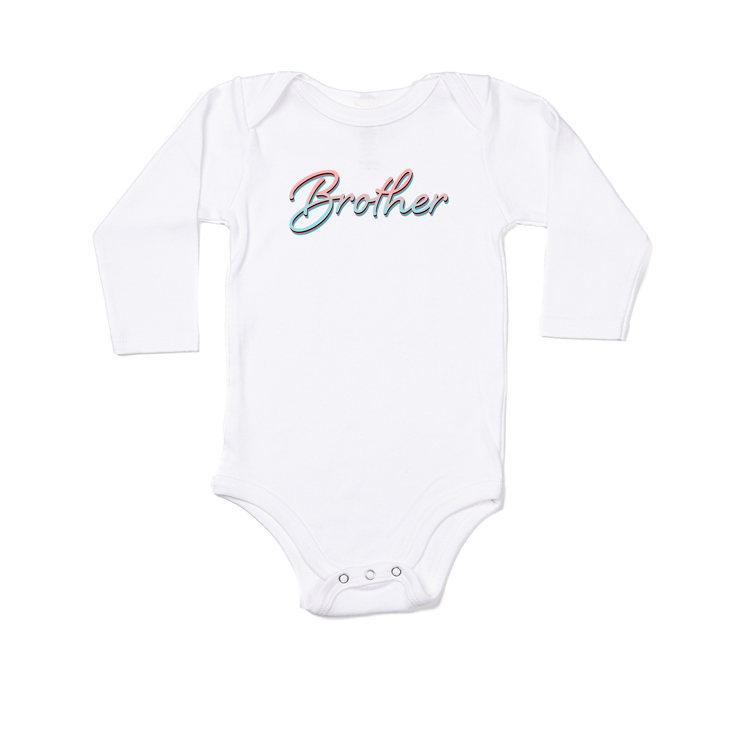 Brother (90's Inspired, Pink/Blue) - Bodysuit (White, Long Sleeve)