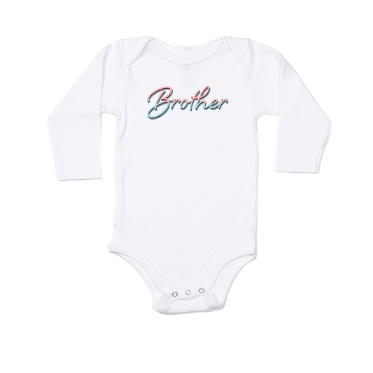 Brother (90's Inspired, Pink/Blue) - Bodysuit (White, Long Sleeve)