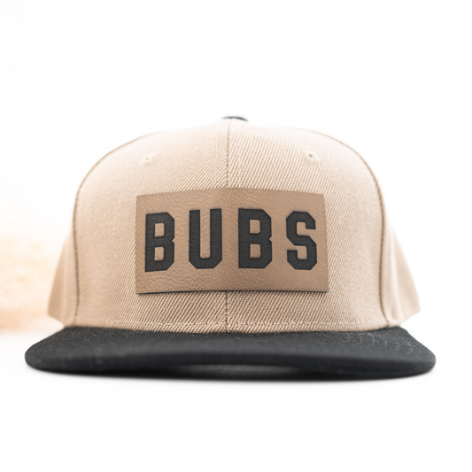 Bubs (Leather Patch) - Kids Trucker Hat (Khaki/Black)