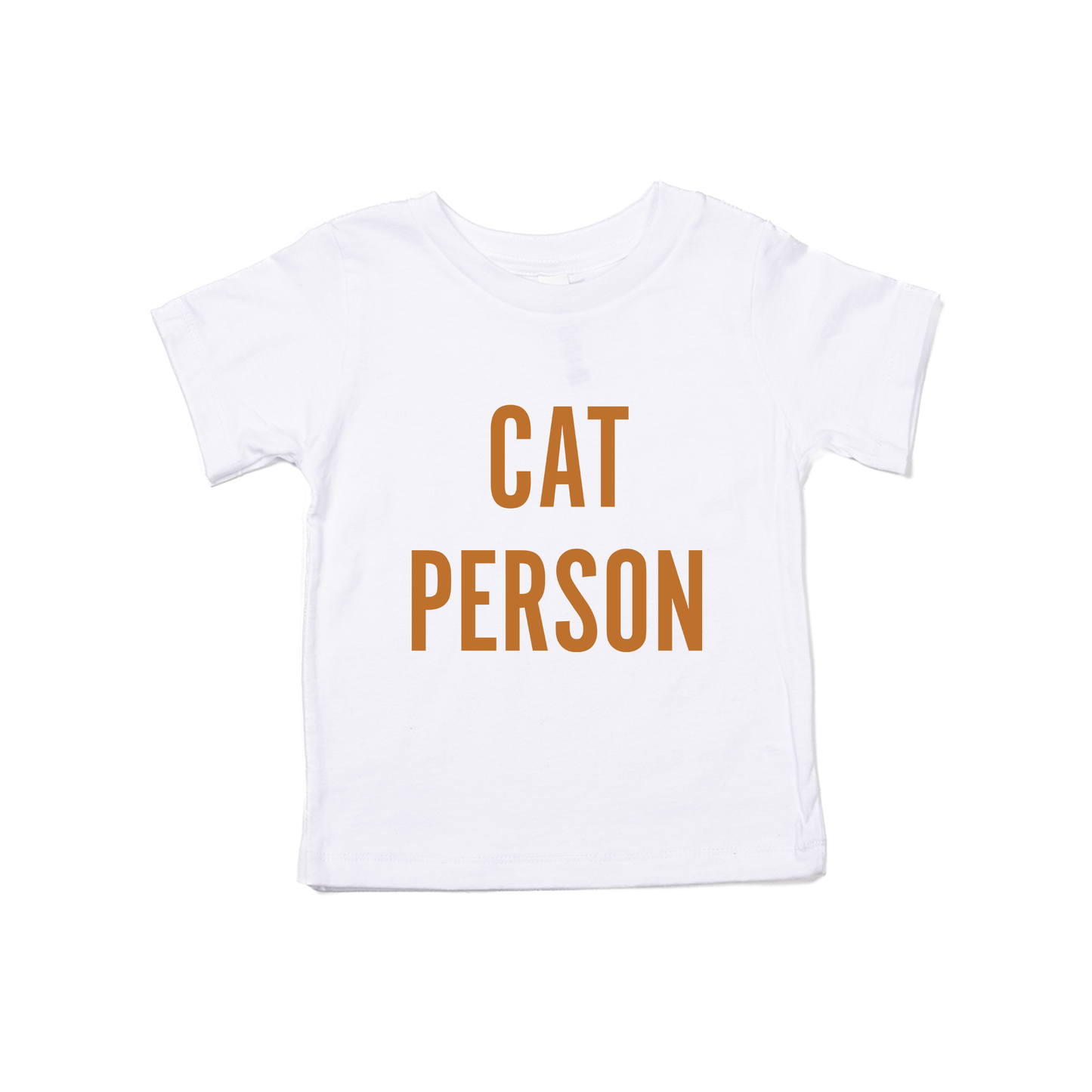 Cat Person (Camel) - Kids Tee (White)