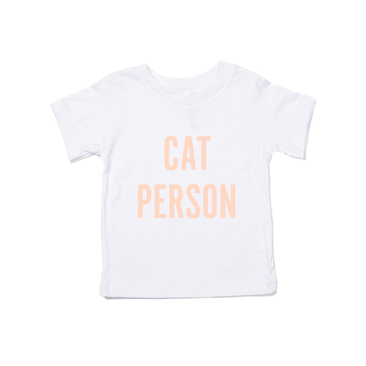 Cat Person (Peach) - Kids Tee (White)