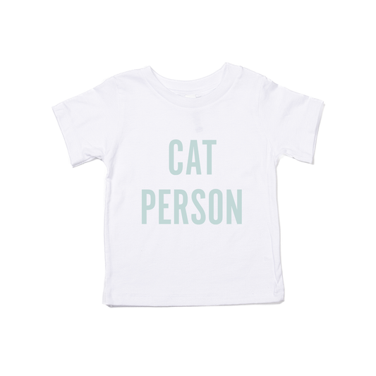 Cat Person (Sky) - Kids Tee (White)