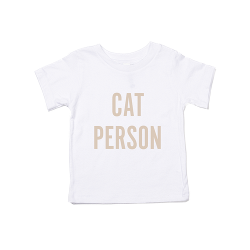 Cat Person (Stone) - Kids Tee (White)