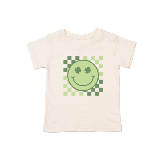 Checkered Smiley (St. Patrick's) - Kids Tee (Natural)
