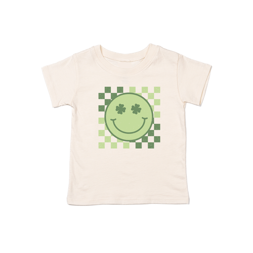 Checkered Smiley (St. Patrick's) - Kids Tee (Natural)