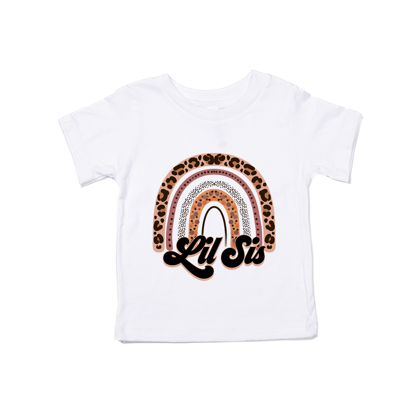 Lil Sis (Cheetah Rainbow) - Kids Tee (White)