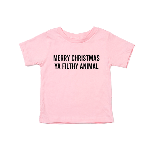 Merry Christmas Ya Filthy Animal  (Version 1, Black) - Kids Tee (Pink)