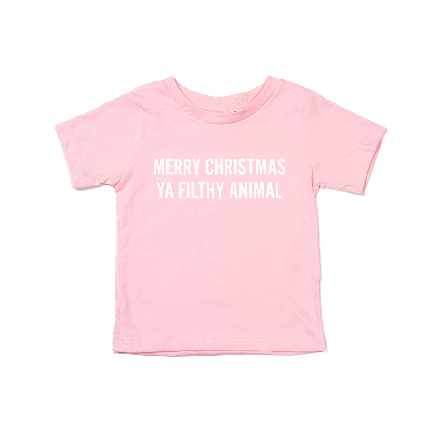Merry Christmas Ya Filthy Animal  (Version 1, White) - Kids Tee (Pink)