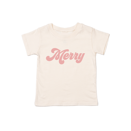Merry (Retro, Pink) - Kids Tee (Natural)