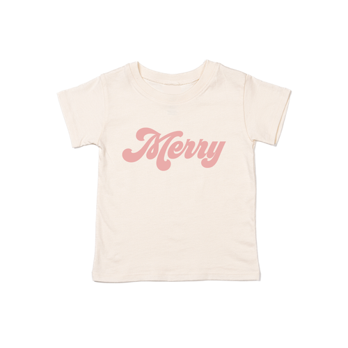 Merry (Retro, Pink) - Kids Tee (Natural)