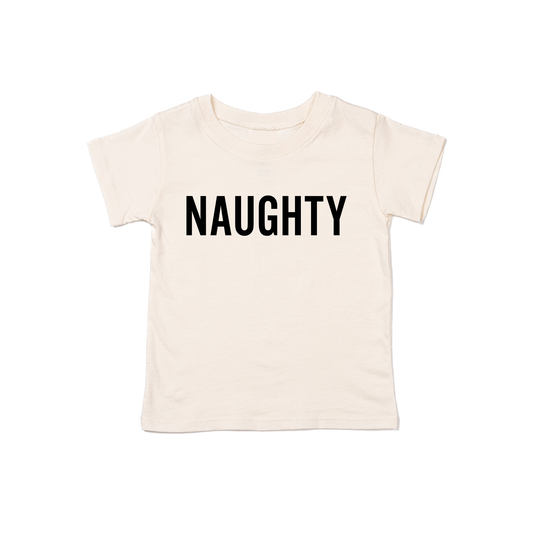 Naughty (Version 2, Black) - Kids Tee (Natural)