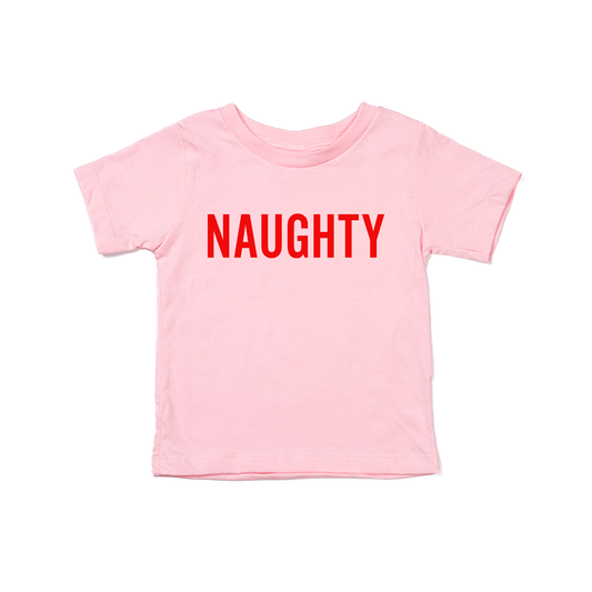 Naughty (Version 2, Red) - Kids Tee (Pink)