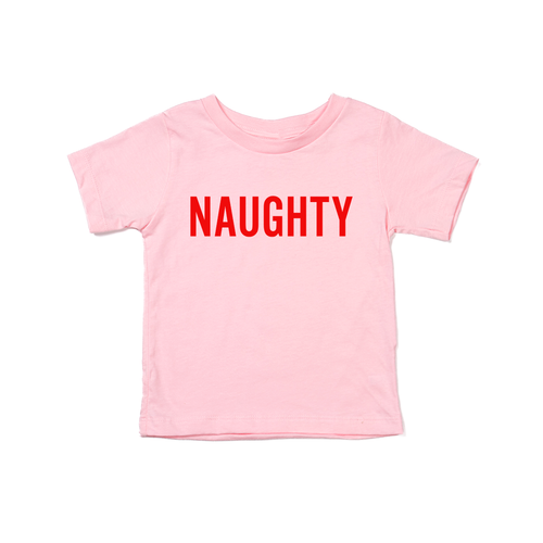 Naughty (Version 2, Red) - Kids Tee (Pink)
