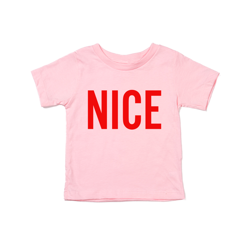 Nice (Version 2, Red) - Kids Tee (Pink)