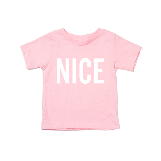 Nice (Version 2, White) - Kids Tee (Pink)