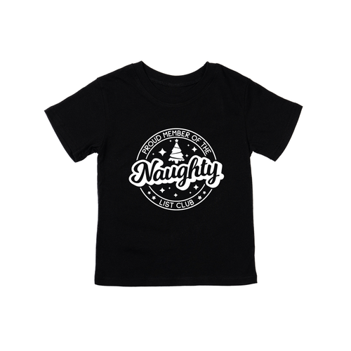 Naughty List Club (White) - Kids Tee (Black)