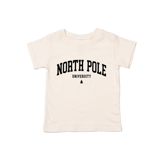 North Pole University (Black) - Kids Tee (Natural)