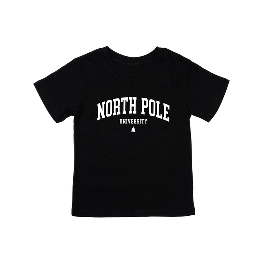 North Pole University (White) - Kids Tee (Black)