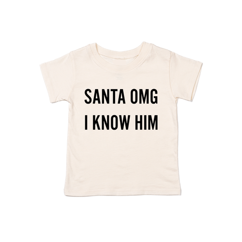 Santa OMG I Know Him (Black) - Kids Tee (Natural)