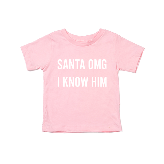 Santa OMG I Know Him (White) - Kids Tee (Pink)