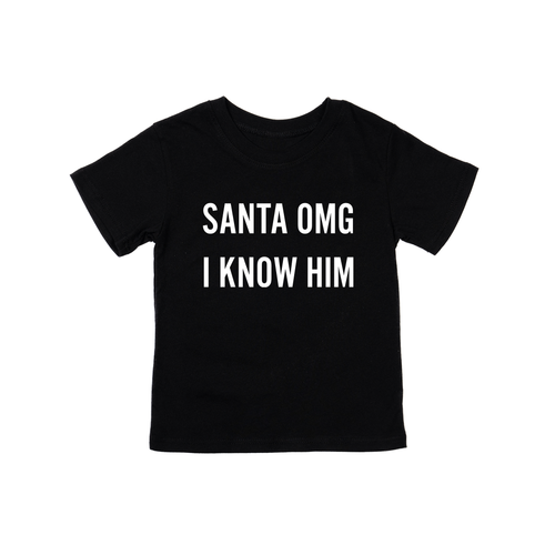 Santa OMG I Know Him (White) - Kids Tee (Black)