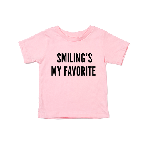Smiling's My Favorite (Black) - Kids Tee (Pink)