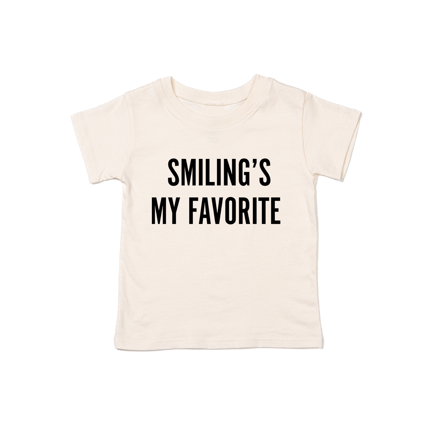 Smiling's My Favorite (Black) - Kids Tee (Natural)