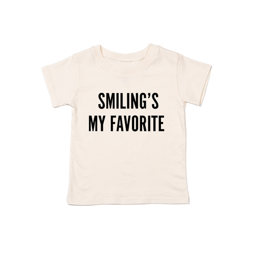 Smiling's My Favorite (Black) - Kids Tee (Natural)