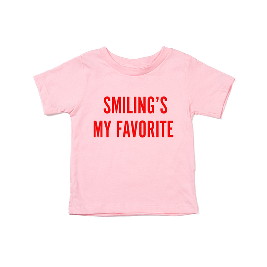 Smiling's My Favorite (Red) - Kids Tee (Pink)