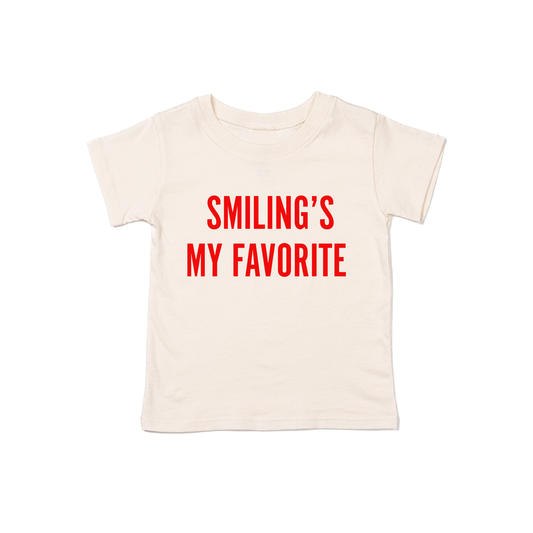 Smiling's My Favorite (Red) - Kids Tee (Natural)