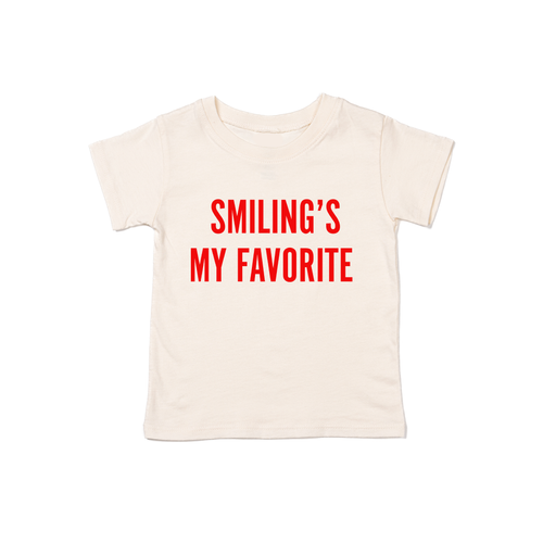 Smiling's My Favorite (Red) - Kids Tee (Natural)