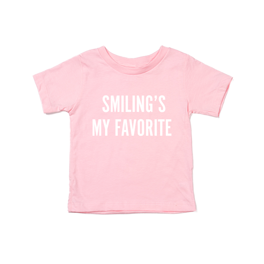 Smiling's My Favorite (White) - Kids Tee (Pink)