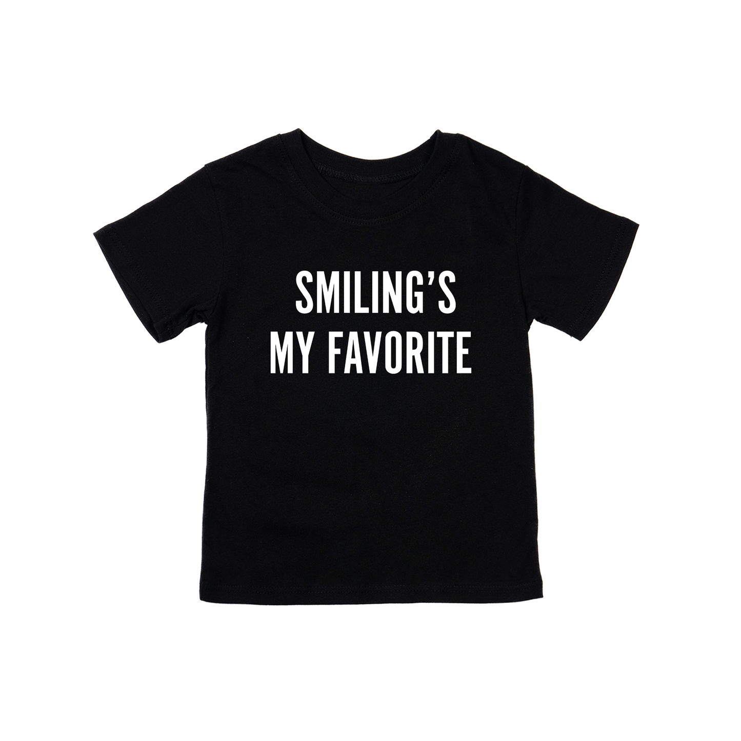 Smiling's My Favorite (White) - Kids Tee (Black)