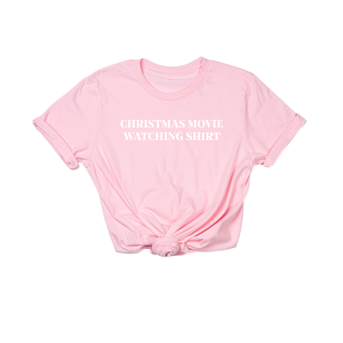 Christmas Movie Watching Shirt (White) - Tee (Pink)