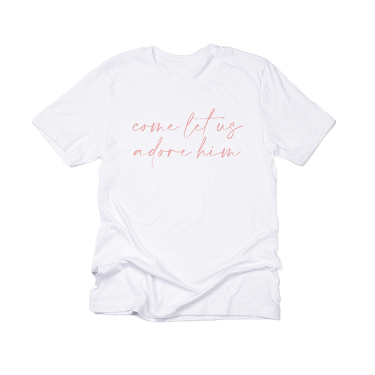 Come Let Us Adore Him (Pink) - Tee (White)