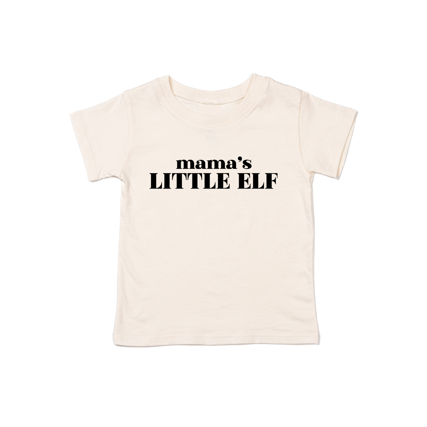 Mama's Little Elf (Black) - Kids Tee (Natural)