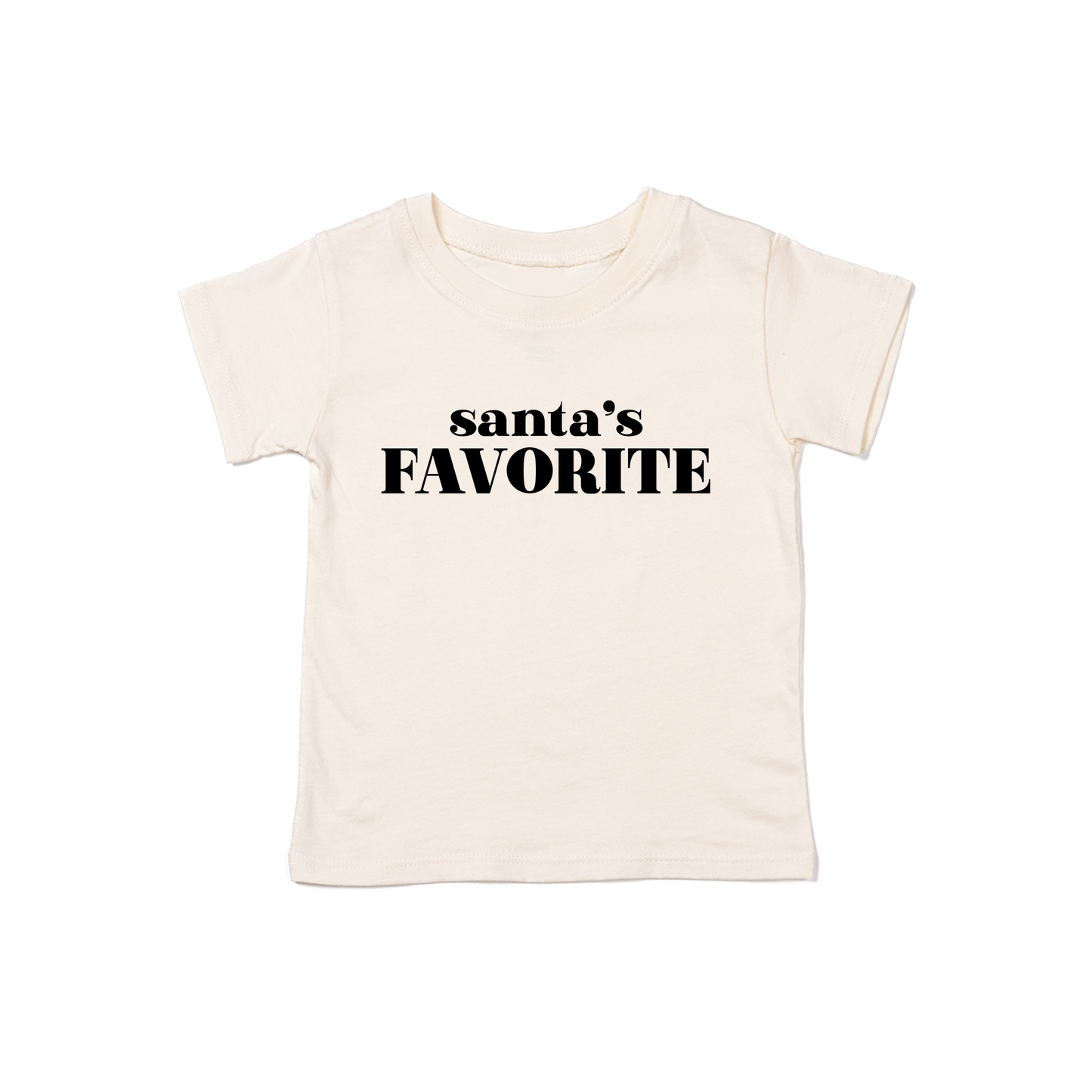 Santa's Favorite (Black) - Kids Tee (Natural)