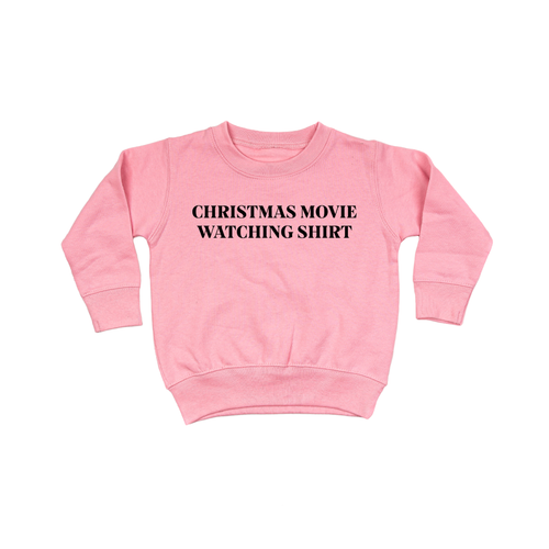 Christmas Movie Watching Shirt (Black) - Kids Sweatshirt (Pink)