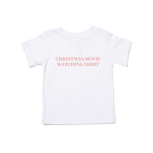 Christmas Movie Watching Shirt (Pink) - Kids Tee (White)