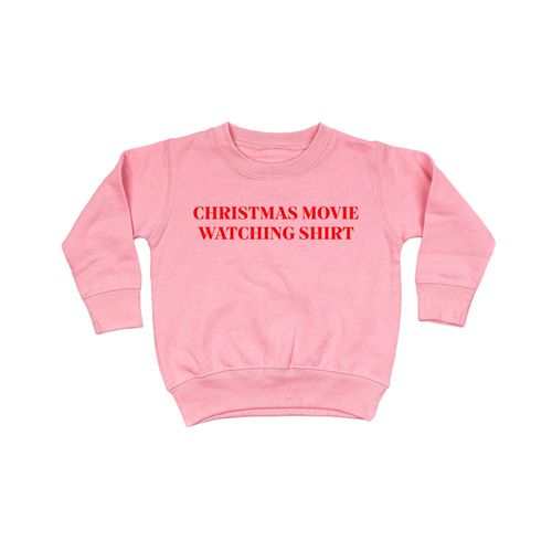 Christmas Movie Watching Shirt (Red) - Kids Sweatshirt (Pink)